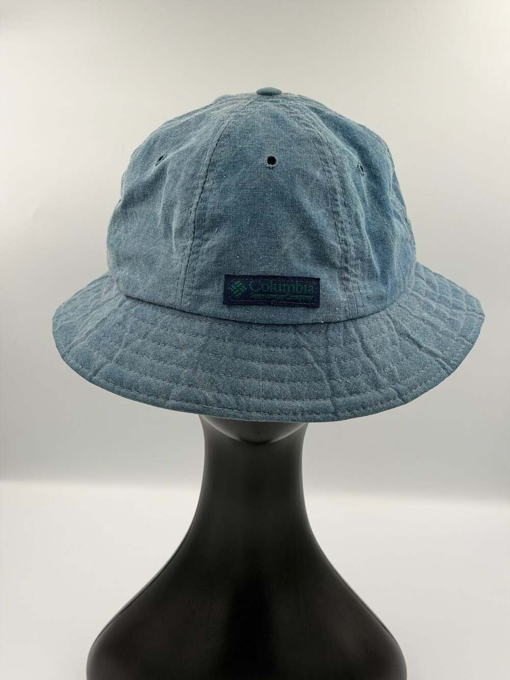 Columbia Bucket Hat Size XL Blue Denim Made in USA Vintage